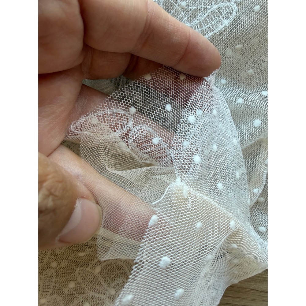 Women's White Sheer Lace Swiss Dot Blouse Small Romantic Victorian bride bridal - Picture 6 of 12